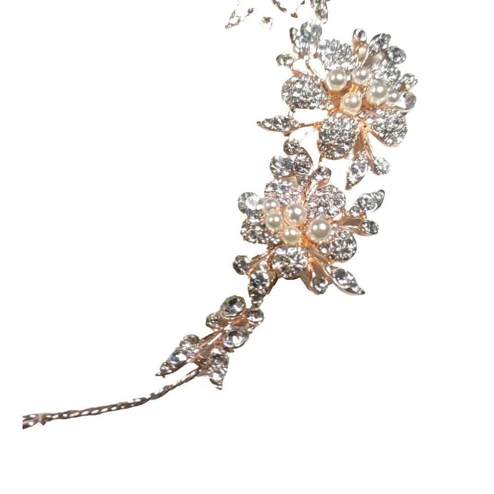 Hair Barrette Hair Decor Surounds Fancy Bun Pin In Place Gold Tone Rhinestone